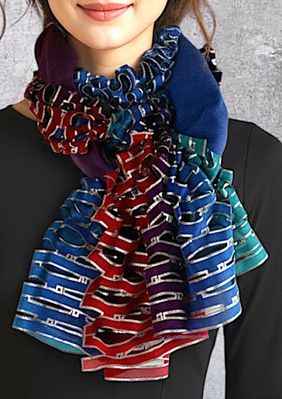 画像1: ウール&シルクスカーフ ”アリュメット（マッチ棒）" ・ビジュー